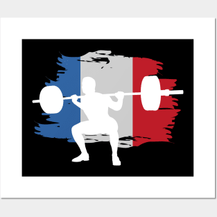 Squat French Flag - Powerlifting Posters and Art